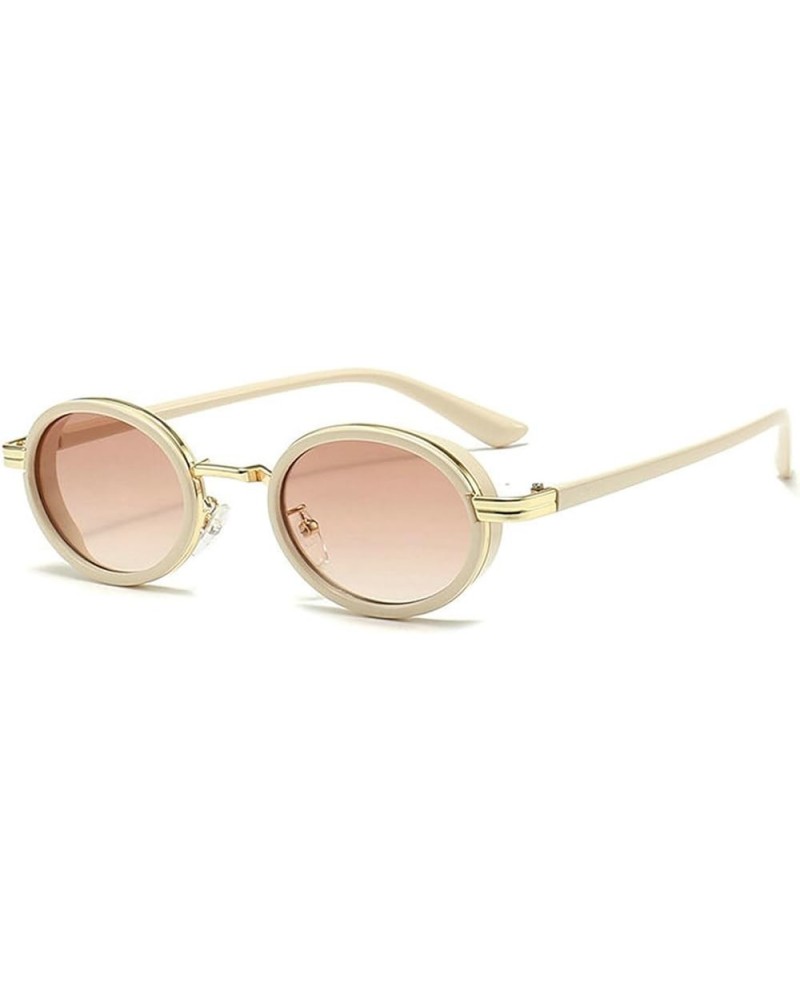 Retro Oval Sunglasses for Women Men Fashion Small Frame Sun Glasses 90s Style Hip-hop punk Glasses UV400 Brown $10.91 Oval