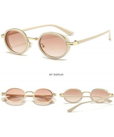 Retro Oval Sunglasses for Women Men Fashion Small Frame Sun Glasses 90s Style Hip-hop punk Glasses UV400 Brown $10.91 Oval