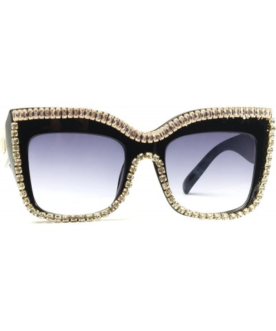 Oversized Square Sunglasses for Women Trendy Classic Retro Large Frame Shiny Rhinestone Sunglasses Ladies Shades UV400 Black ...