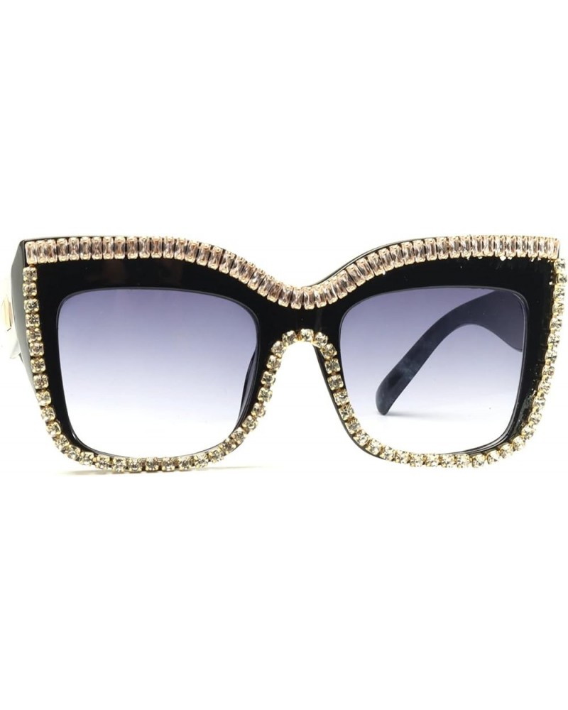 Oversized Square Sunglasses for Women Trendy Classic Retro Large Frame Shiny Rhinestone Sunglasses Ladies Shades UV400 Black ...