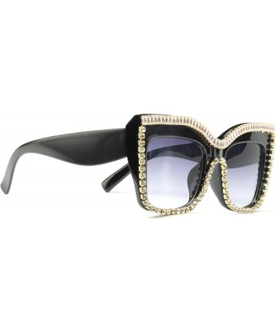 Oversized Square Sunglasses for Women Trendy Classic Retro Large Frame Shiny Rhinestone Sunglasses Ladies Shades UV400 Black ...