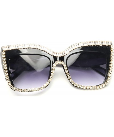 Oversized Square Sunglasses for Women Trendy Classic Retro Large Frame Shiny Rhinestone Sunglasses Ladies Shades UV400 Black ...