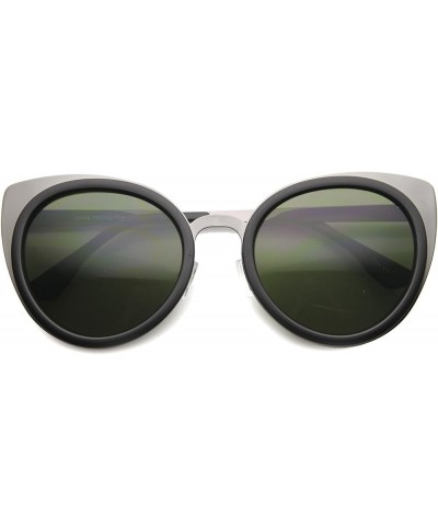 Elegant Round High Pointed Metal Corner Cat Eye Sunglasses 54mm Matte Black-gunmetal / Green $8.50 Cat Eye