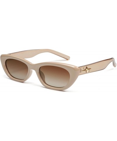 Trendy Polarized Narrow Cat Eye Sunglasses for Women Retro Cute Womens Shades SJ2284 Brown/Grading Brown $11.79 Cat Eye