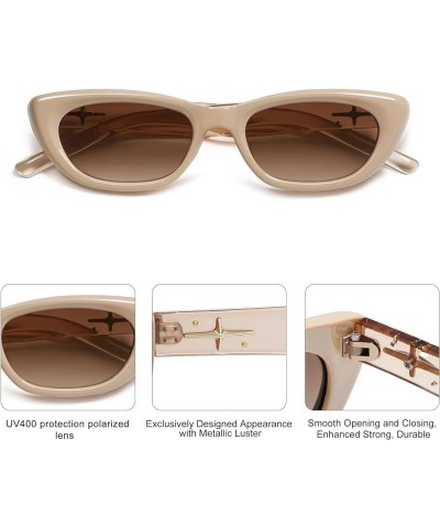 Trendy Polarized Narrow Cat Eye Sunglasses for Women Retro Cute Womens Shades SJ2284 Brown/Grading Brown $11.79 Cat Eye