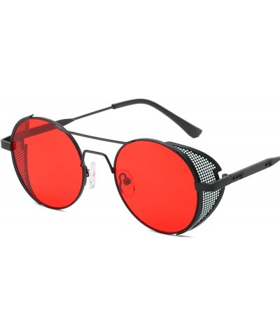 Retro Punk Round Frame Metal Sunglasses for Men and Women (Color : J, Size : 1) 1 C $11.90 Designer