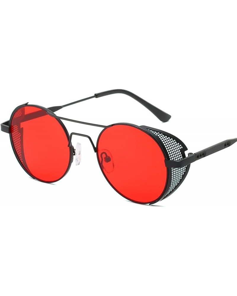 Retro Punk Round Frame Metal Sunglasses for Men and Women (Color : J, Size : 1) 1 C $11.90 Designer