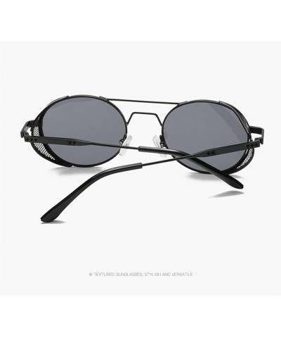 Retro Punk Round Frame Metal Sunglasses for Men and Women (Color : J, Size : 1) 1 C $11.90 Designer