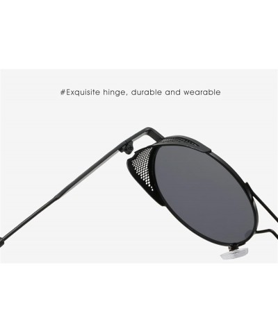 Retro Punk Round Frame Metal Sunglasses for Men and Women (Color : J, Size : 1) 1 C $11.90 Designer