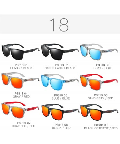 Vintage Polarized Sunglasses for Men and Women 100% UV Protection Retro Square P8818 Sand Gray/Red Lens $20.99 Oval