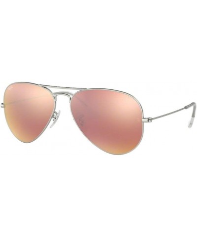 RB3025 Metal Aviator Sunglasses For Men For Women + BUNDLE with Designer iWear Eyewear Care Kit Matte Silver/Brown Pink Mirro...