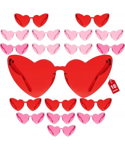 18 Pairs Heart Sunglasses Rimless Heart Glasses for Women Colored Heart Shaped Sunglasses Pack Party Favors 6 Pink, 6 Hot Pin...