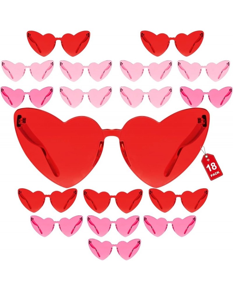 18 Pairs Heart Sunglasses Rimless Heart Glasses for Women Colored Heart Shaped Sunglasses Pack Party Favors 6 Pink, 6 Hot Pin...