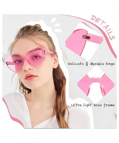 18 Pairs Heart Sunglasses Rimless Heart Glasses for Women Colored Heart Shaped Sunglasses Pack Party Favors 6 Pink, 6 Hot Pin...