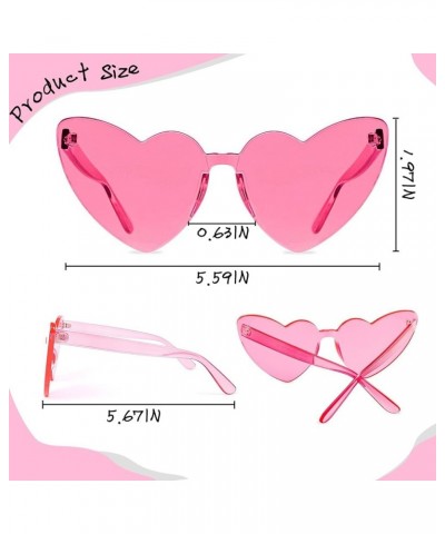 18 Pairs Heart Sunglasses Rimless Heart Glasses for Women Colored Heart Shaped Sunglasses Pack Party Favors 6 Pink, 6 Hot Pin...