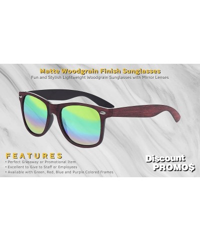 Matte Woodgrain Finish Sunglasses - Blank - Red $30.59 Rectangular