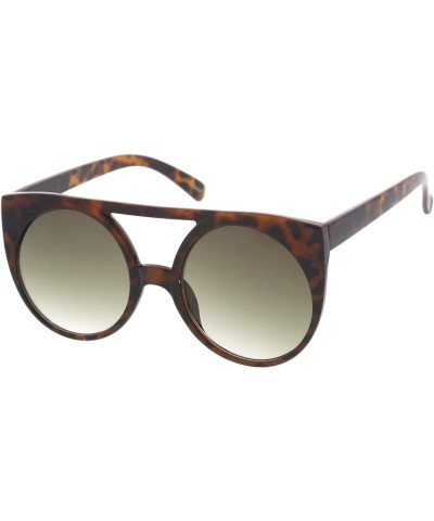 Women's Flat Top Cutout Round Lens Oversize Cat Eye Sunglasses 52mm Brown-tortoise / Grey Gradient $8.00 Oversized