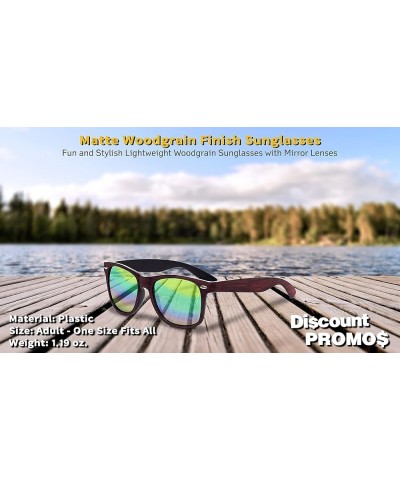 Matte Woodgrain Finish Sunglasses - Blank - Red $30.59 Rectangular