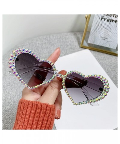 Heart Love Shaped Rhinestone Sunglasses Women Crystal Diamond Sun Glasses Female Fashion Pink Decoration Eyewear Gary $9.30 D...