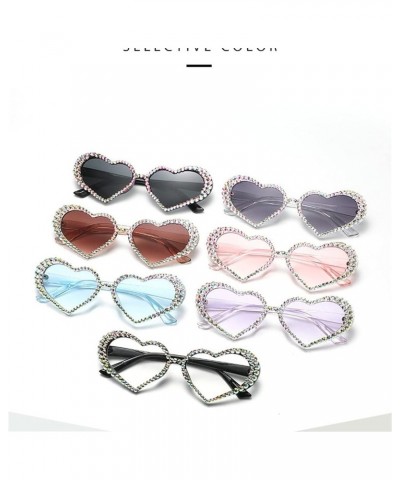 Heart Love Shaped Rhinestone Sunglasses Women Crystal Diamond Sun Glasses Female Fashion Pink Decoration Eyewear Gary $9.30 D...