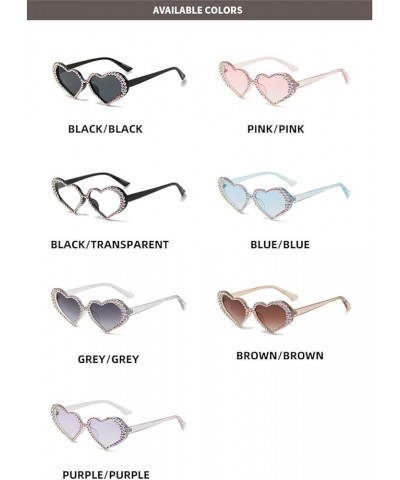 Heart Love Shaped Rhinestone Sunglasses Women Crystal Diamond Sun Glasses Female Fashion Pink Decoration Eyewear Gary $9.30 D...