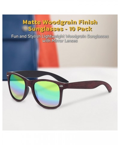 Matte Woodgrain Finish Sunglasses - Blank - Red $30.59 Rectangular