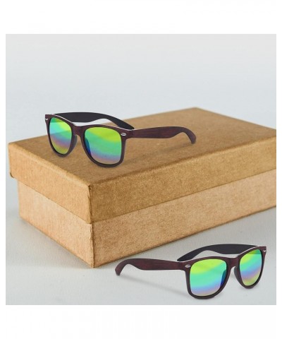 Matte Woodgrain Finish Sunglasses - Blank - Red $30.59 Rectangular