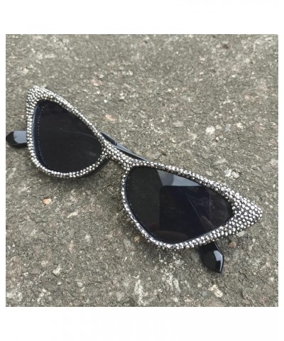 Bling Rhinestones Sunglasses Women Cat Eye Diamond Sun Glasses Female Fashion Square Eyeglasses 2pcs-black&red $10.16 Designer