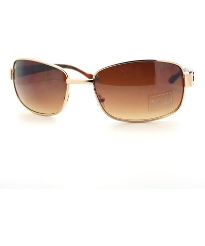 Mens Fashion Sunglasses Round Rectangular Classic Metal Frame Gold Tort brown $8.49 Rectangular