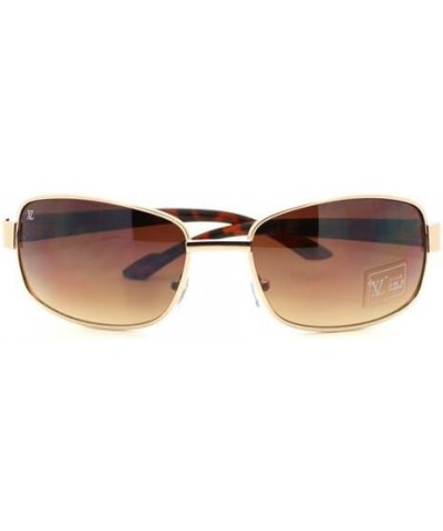 Mens Fashion Sunglasses Round Rectangular Classic Metal Frame Gold Tort brown $8.49 Rectangular