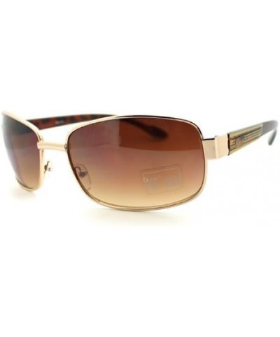 Mens Fashion Sunglasses Round Rectangular Classic Metal Frame Gold Tort brown $8.49 Rectangular