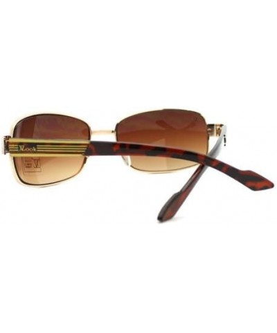 Mens Fashion Sunglasses Round Rectangular Classic Metal Frame Gold Tort brown $8.49 Rectangular