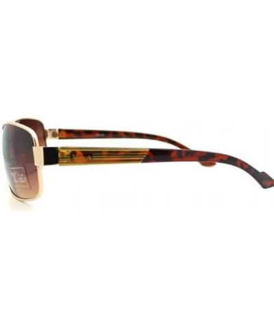 Mens Fashion Sunglasses Round Rectangular Classic Metal Frame Gold Tort brown $8.49 Rectangular