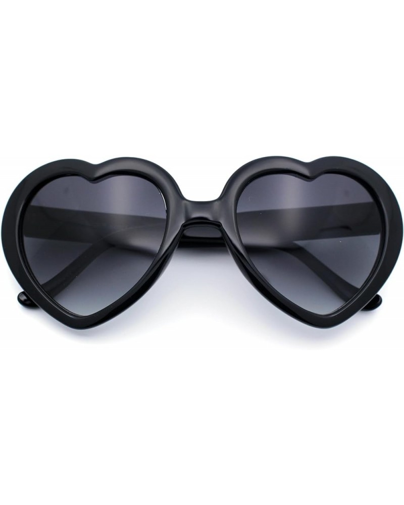 Womens Rusta Rainbow Mirror Lens Plastic Frame Heart Shape Sunglasses Black - Smoke $7.77 Heart