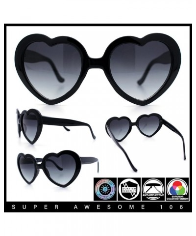 Womens Rusta Rainbow Mirror Lens Plastic Frame Heart Shape Sunglasses Black - Smoke $7.77 Heart