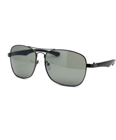 Mens Rectangular Metal Rim Racer Pilots Sunglasses Gunmetal Green $9.15 Pilot