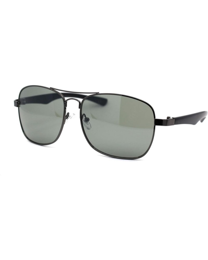 Mens Rectangular Metal Rim Racer Pilots Sunglasses Gunmetal Green $9.15 Pilot