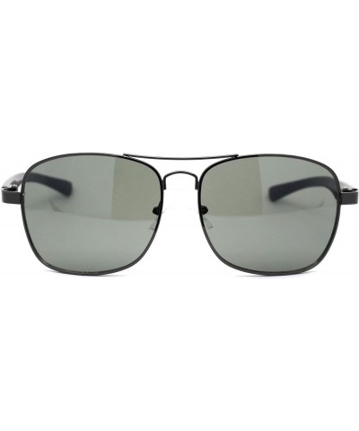 Mens Rectangular Metal Rim Racer Pilots Sunglasses Gunmetal Green $9.15 Pilot