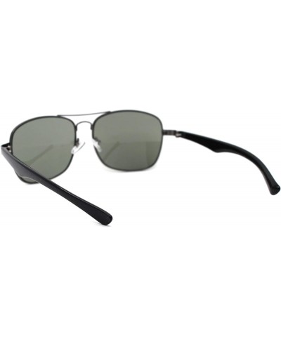 Mens Rectangular Metal Rim Racer Pilots Sunglasses Gunmetal Green $9.15 Pilot