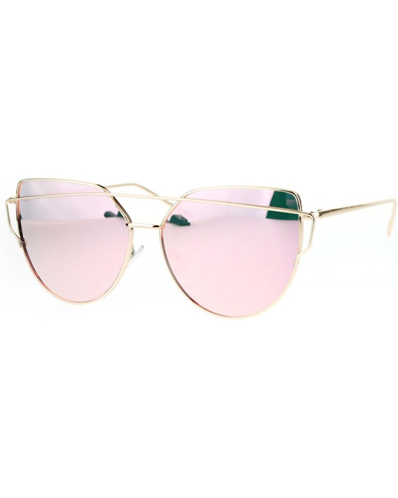 PASTL Pink Mirrored Lens Sunglasses Womens Gold Metal Cateye Frame UV 400 $10.41 Cat Eye