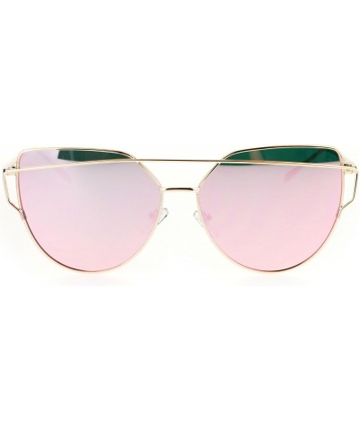 PASTL Pink Mirrored Lens Sunglasses Womens Gold Metal Cateye Frame UV 400 $10.41 Cat Eye