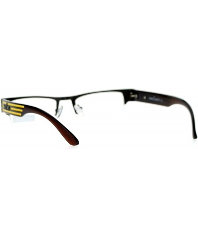 Pablo Zanetti Eyeglasses Rectangular Half Rim Clear Lens Glasses Brown Yellow $8.37 Rectangular