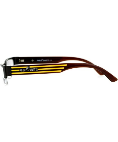 Pablo Zanetti Eyeglasses Rectangular Half Rim Clear Lens Glasses Brown Yellow $8.37 Rectangular