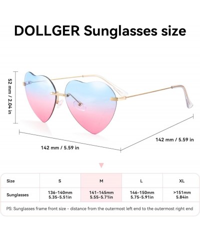 Heart Sunglasses for Women 70s Glasses Thin Metal Frame Lovely Heart Style Frameless Gradient Tea Lens Blue and Pink $9.71 De...