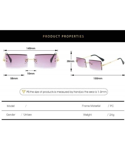 Rimless Rectangle Sunglasses Women Men Shades Designer Gradient UV400 Sun Glasses Retro Frameless Sunglasses 3 $24.62 Rimless