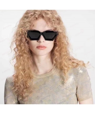 Cat Eye Sunglasses for Women Vintage Futuristic Polygon Thick Frame Sun Glasses Retro Shades Black Frame/Grey Lens $5.00 Over...