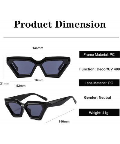 Cat Eye Sunglasses for Women Vintage Futuristic Polygon Thick Frame Sun Glasses Retro Shades Black Frame/Grey Lens $5.00 Over...