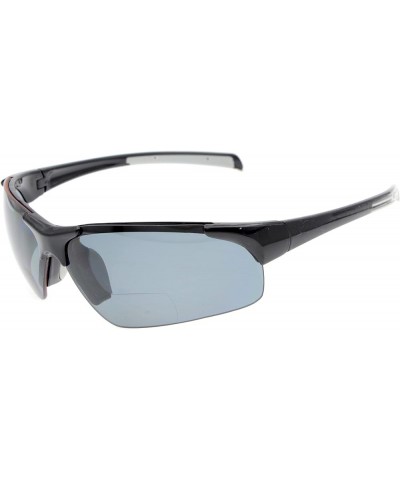 TR90 Unbreakable Sports Polarized Half-Rimless Bifocal Sunglasses +2.00 Shiny Black/Grey Lens $15.07 Rimless