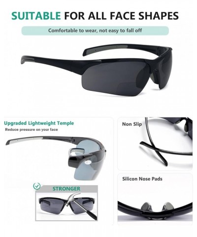 TR90 Unbreakable Sports Polarized Half-Rimless Bifocal Sunglasses +2.00 Shiny Black/Grey Lens $15.07 Rimless