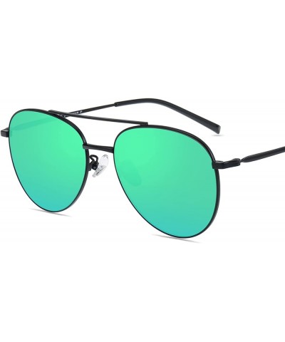 Classic Women's Double Bridge Metal Full Rim Polarized Green Mirrored Reading Glasses Outdoor Sunglasses Reader-Black||+1.50 ...